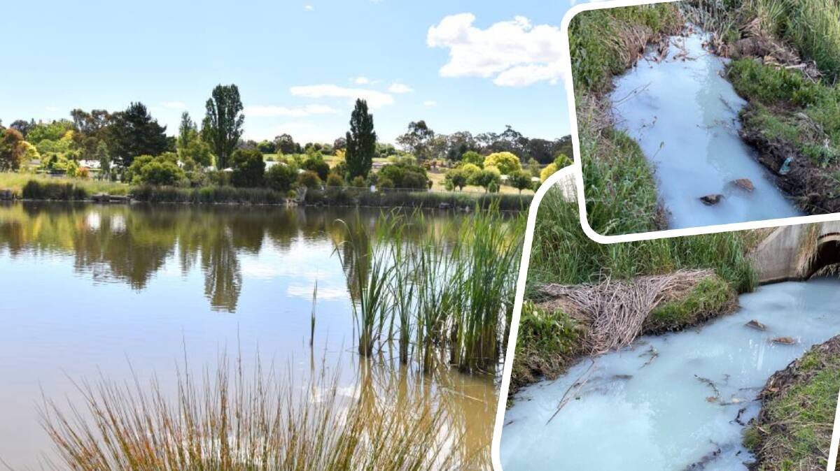 Illegal dumping pollutes water at Ploughmans Wetlands in Orange. Pictures supplied by Neil Jones. 