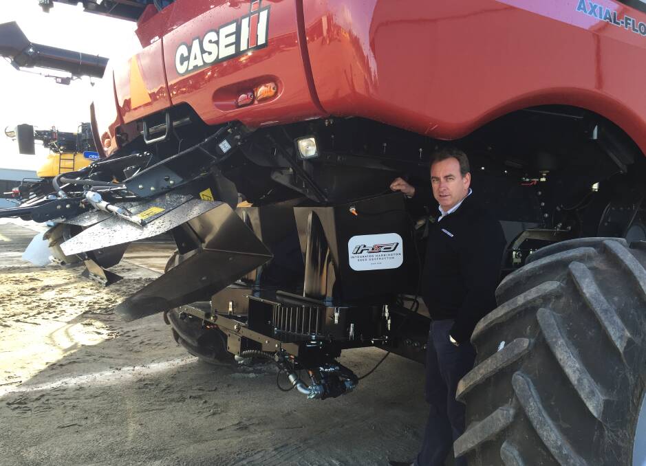 McIntosh & Sons, Devon Gilmour with an Integrated Harrington Seed Destructor. Results from 12 machines in this year's harvest have been very strong.