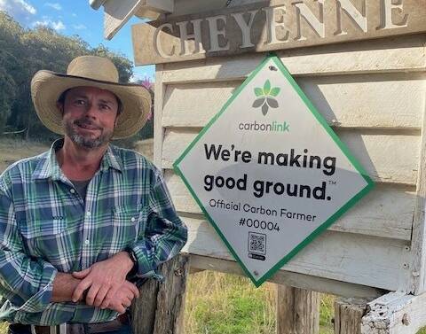 Carbon farmer Nick Blomfield, Cheyenne at Walcha.