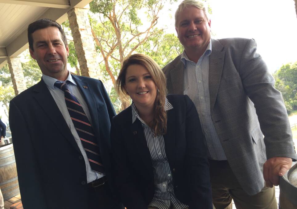 Cattle Council of Australia president Howard Smith, newly-elected Livestock SA director Amanda Giles and independent director David Hill in South Australia last week.