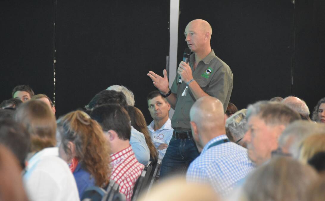 Producers had plenty of questions for beef researchers at the UQ seminar at Beef Australia. Picture Shan Goodwin. 