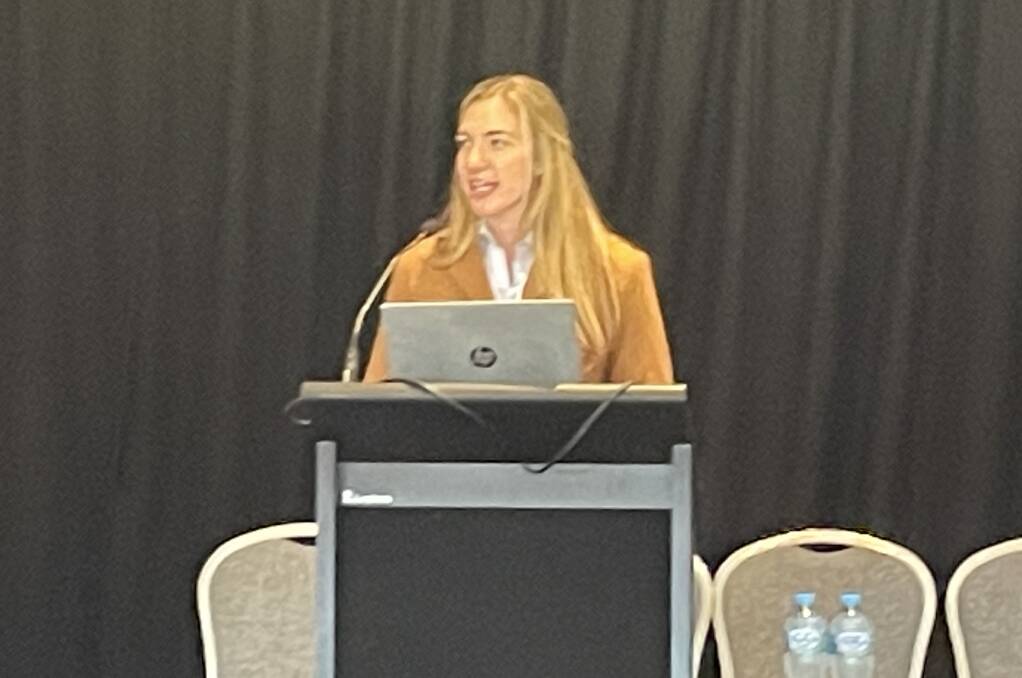 Greenham livestock supply chain manager Jessica Loughland speaks at the ABSF Annual Update launch in Melbourne.