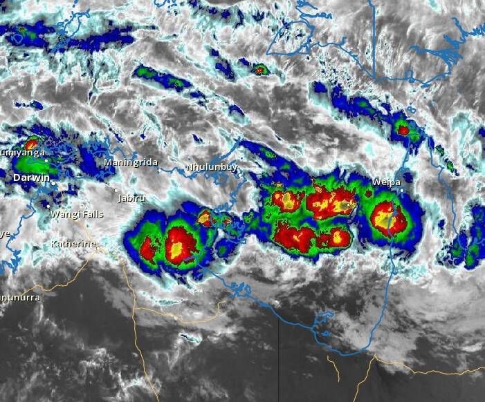 A tropical low is building in strength in the Gulf. Satellite picture from BOM