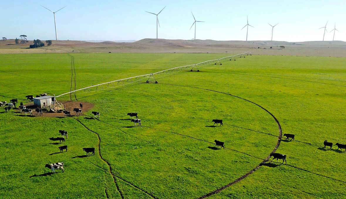 Productive irrigation property near Mount Gambier offered with lease income from wind turbines. Pictures from Elders Real Estate.