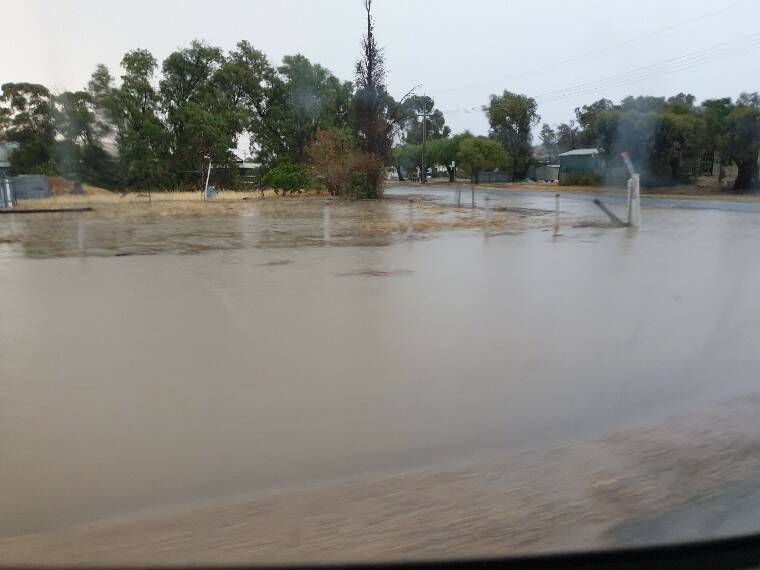 BIG WET: Roads were flooded during heavy rain in Beulah, which saw more than 120mm in less than two hours as a severe storm hit on Tuesday night. Photo: Lee George.