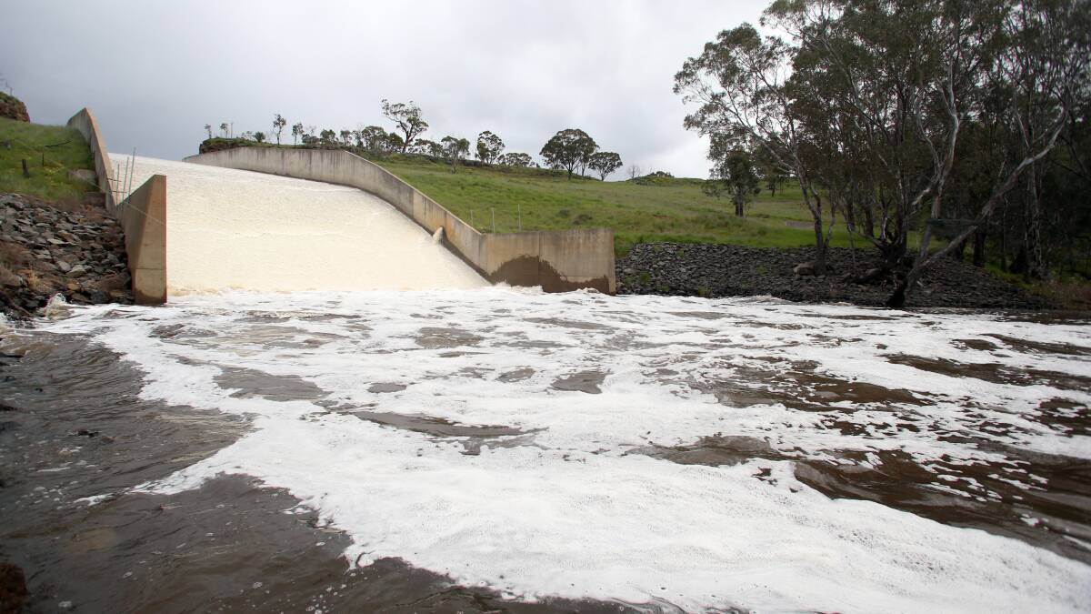 Flows into Lake Eppalock during last September were well above average and the storage began to spill. Picture by Glenn Daniels