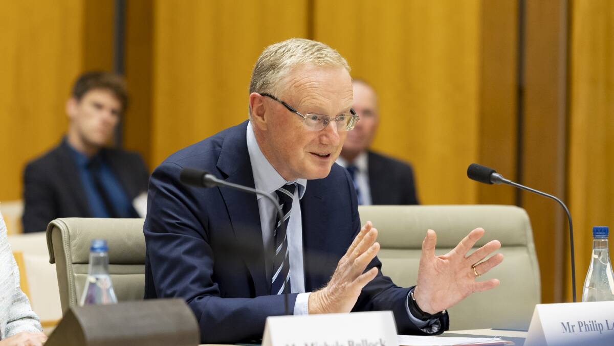 Reserve Bank Australia governor Philip Lowe explains the interest rate strategy at a Senate estimates hearing on February 15. Picture by Keegan Carroll