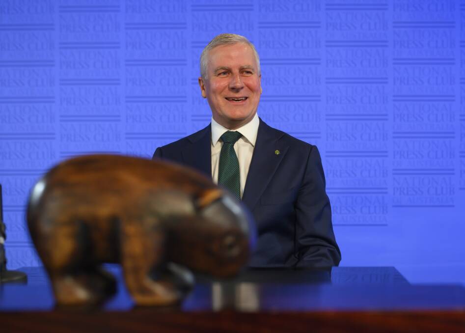 Deputy Prime Minister and Nationals Leader Michael McCormack taking the Wombat Trail to the National Press Club in Canberra. Photo AAP / Rohan Thomson.