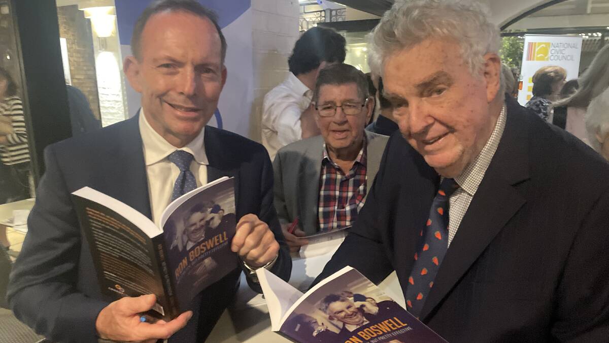 Former Prime Minister Tony Abbott launching Ron Boswell's book 'Not Pretty, But Pretty Effective'. Picture by Mark Phelps